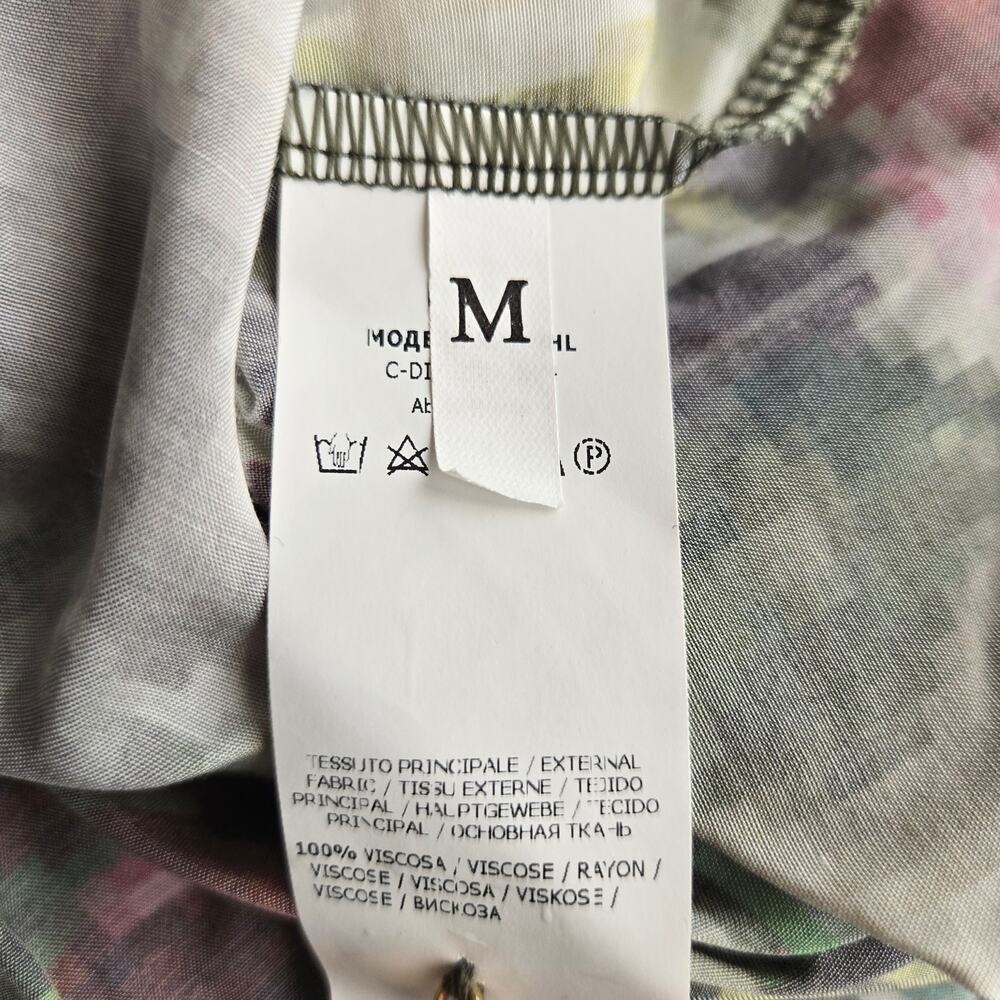 Dixie Italy Floral Mixed Media Midi Dress - M Pinstripe Trim Artsy Lagenlook - Picture 11 of 13